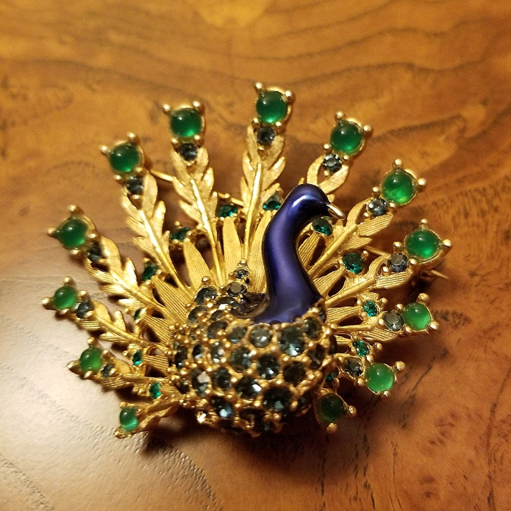 Marcel Boucher Vintage Enamel Peacock Brooch